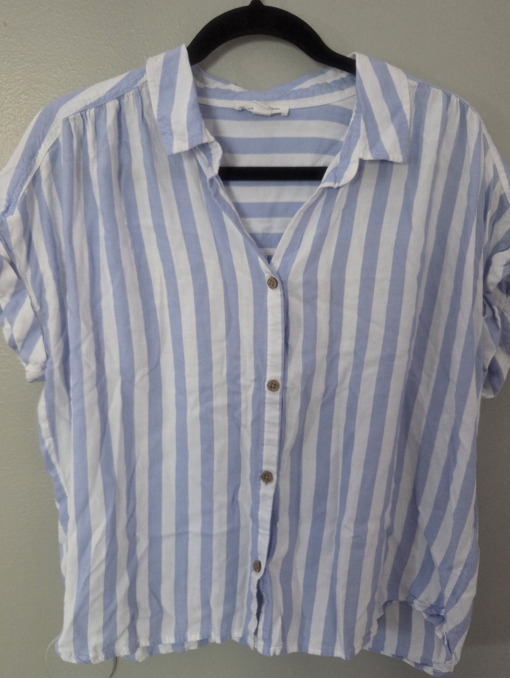 Beach Lunch Lounge Blue Stripe Button Up Shirt Cotton Womens Sz L Coastal - Picture 5 of 11